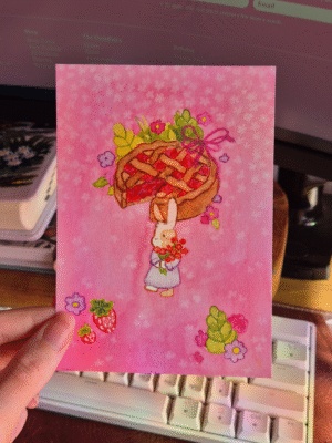 🍓 Strawberry Pink Pie | Postcard